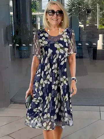 Women's Chiffon Stitching Fashion Special Dress Blue - Shop at LoveMi