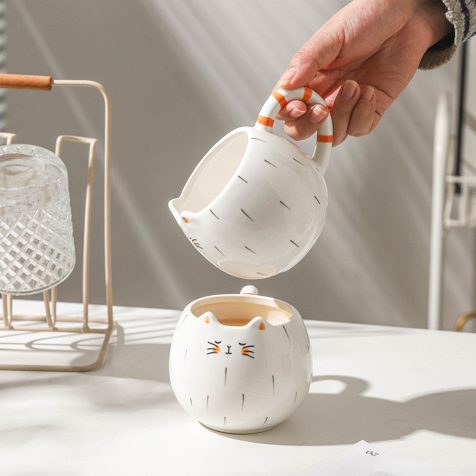 Rainy Cat Ceramic Cute Shape Drinking Cup