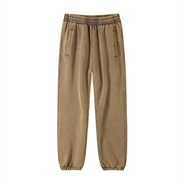 High Street American Retro Washed Distressed Batik Fleece Ankle-tied Casual Sweatpants Male