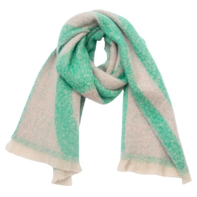 European And American Autumn And Winter Circle Yarn Jacquard Scarf 02 Beige Green - Shop at LoveMi