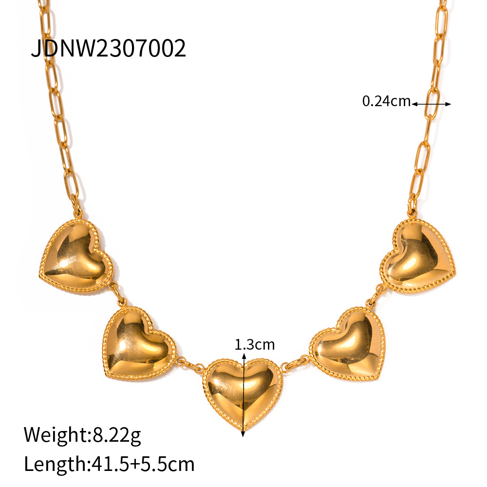 Peach Heart Stainless Steel Pendant European And American Special Interest Light Luxury Heart-shaped Necklace