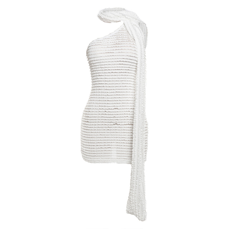 Fashion Sloping Shoulder Backless Sexy Scarf Slim Fit Dress
