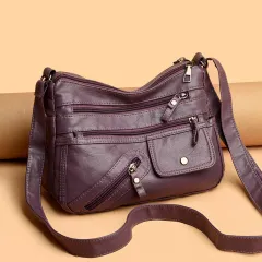 Fashion Retro Medium PU Women's Bag - Purple - View 1