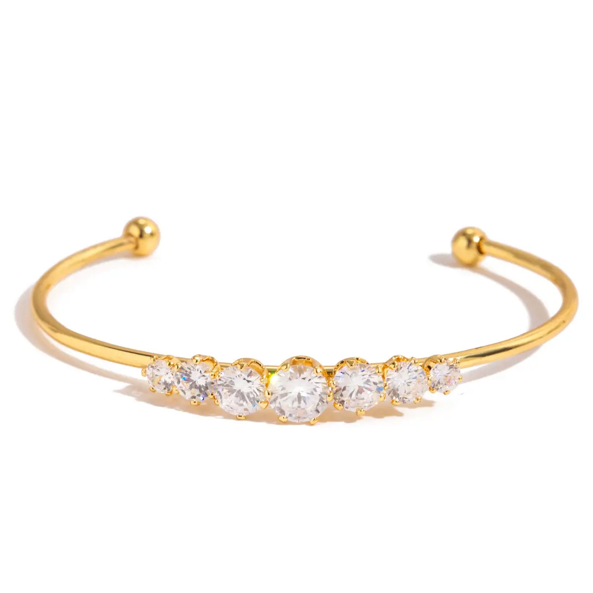 Round White Zircon Opening Bracelet