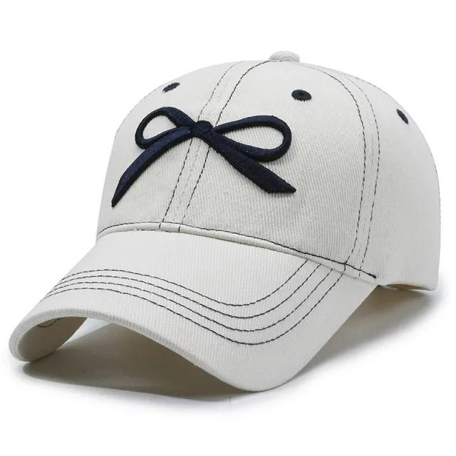 Bowknot Peaked Cap Female Cowboy Sun Protection Baseball Cap White - Shop at LoveMi