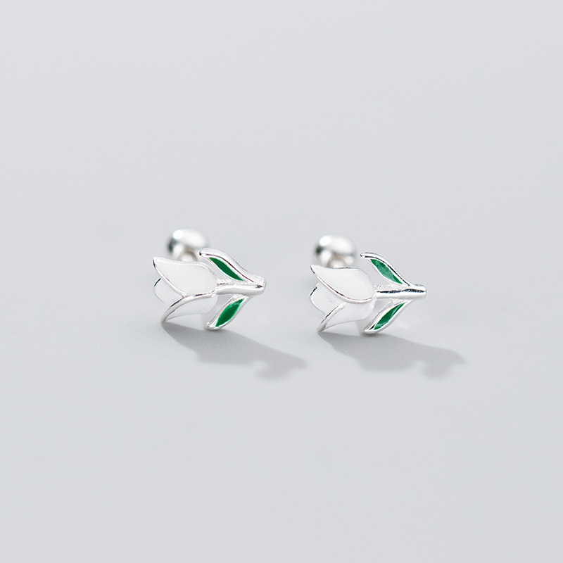 S925 Sterling Silver Tulip Thread Stud Earrings