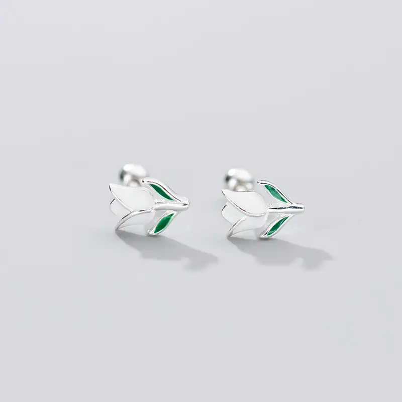 S925 Sterling Silver Tulip Thread Stud Earrings