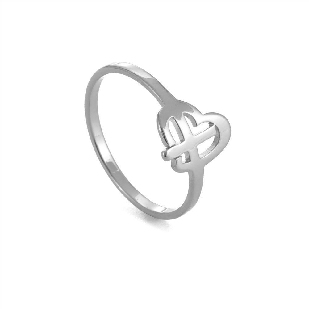Simple Fashion New Cross Love Heart-shaped Ring