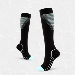 Xun New Color Pattern V-shaped Compression Stockings - Blue - View 1