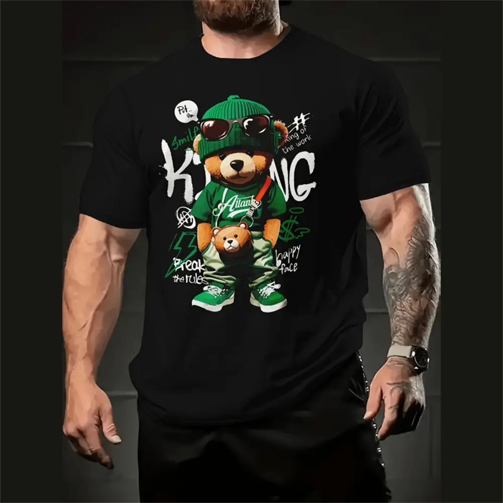 Men's Casual Loose Cartoon 3d Printed Short Sleeve