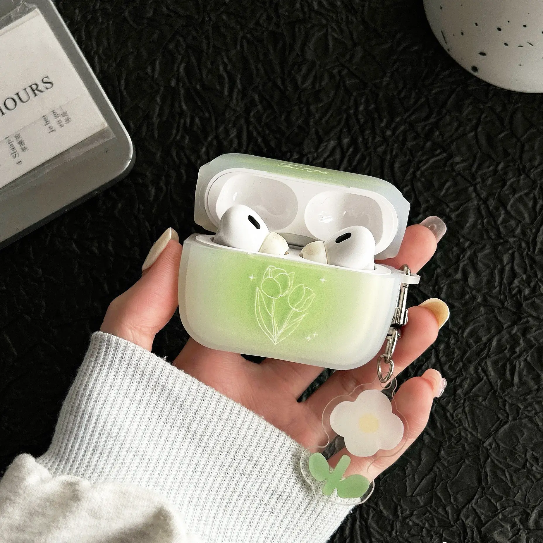 Transparent Green Tulip Bluetooth Wireless 123 Generation Earphone Sleeves