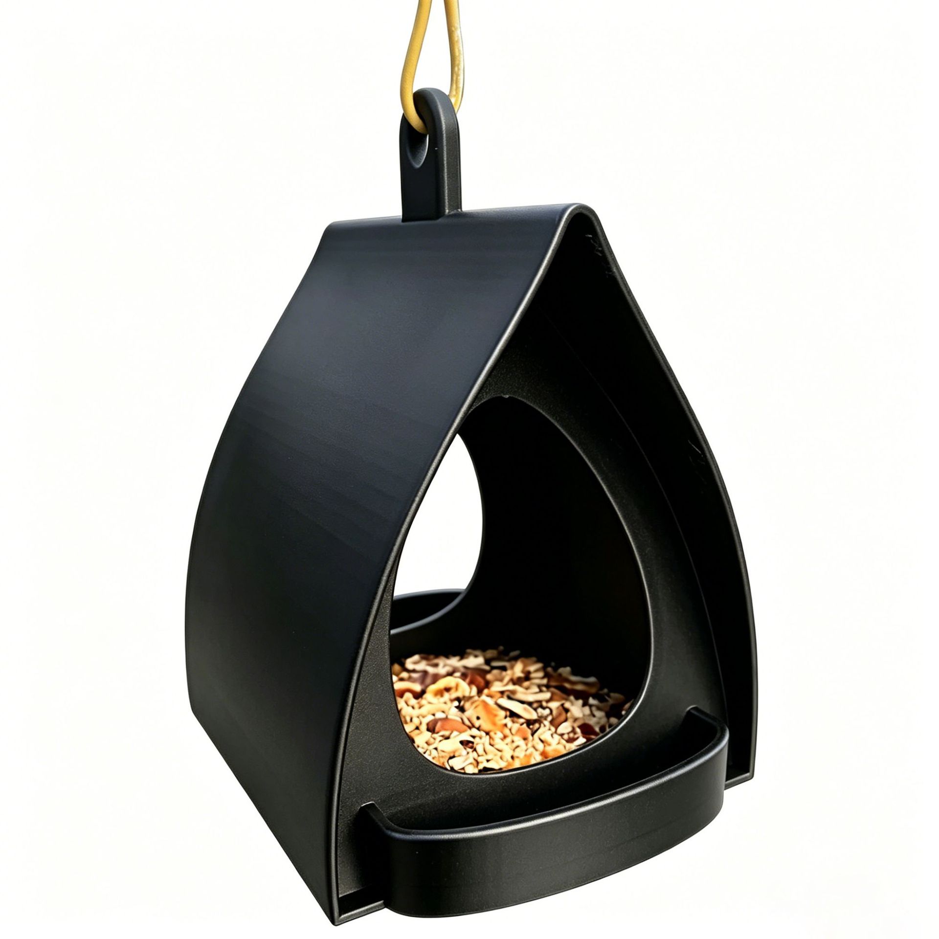 Cross-border New Arrival Plastic Hanging Bird Feeder Durable Outdoor Hanging Bird Feeder 1pc Black