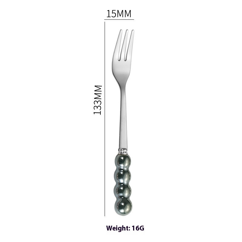 Dark Green Handle Silver Fork