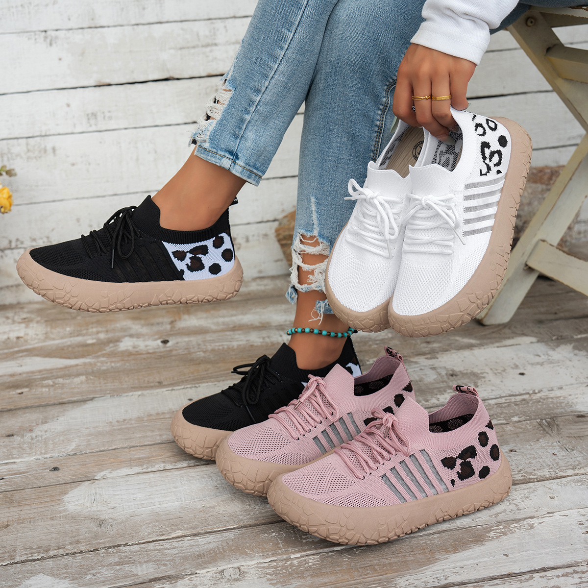 Soft-soled Athletic Casual Shoes Breathable And Non-slip Slip-on Design Thick-soled Loafers