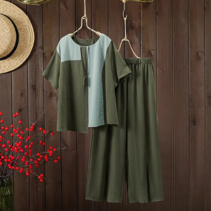 Artistic Retro-style Casual Trendy Pullover With Short Sleeves