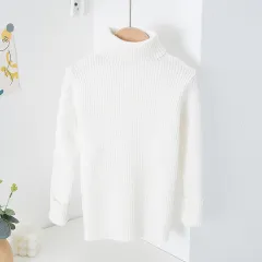 AutumnWinter Girls' Turtleneck Knitted Sweater - White - View 1