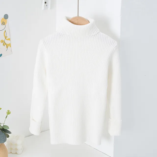 AutumnWinter Girls' Turtleneck Knitted Sweater White - Shop at LoveMi