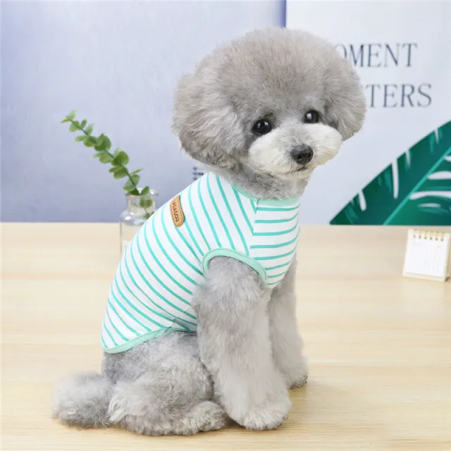 Pet Clothing Spring And Summer Leisure Striped Vest Green - Shop at LoveMi