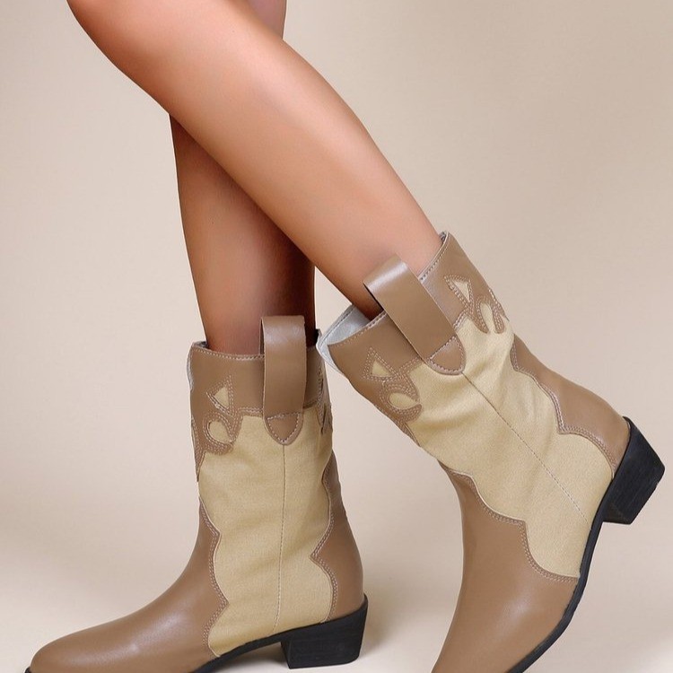 Pointed Toe Chunky Heeled Boots, picture 3 of 4