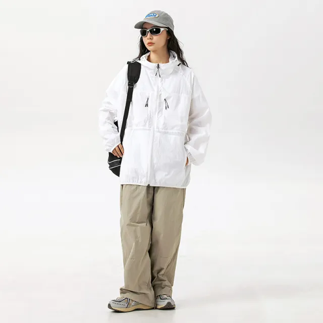 Hooded Multi pocket Thin Personality Sun protective Clothing Quick dry Casual White - Shop at LoveMi