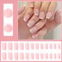 24 Pieces Nail Tips Square Short Simple Removable Boxed Fake Nails view 6