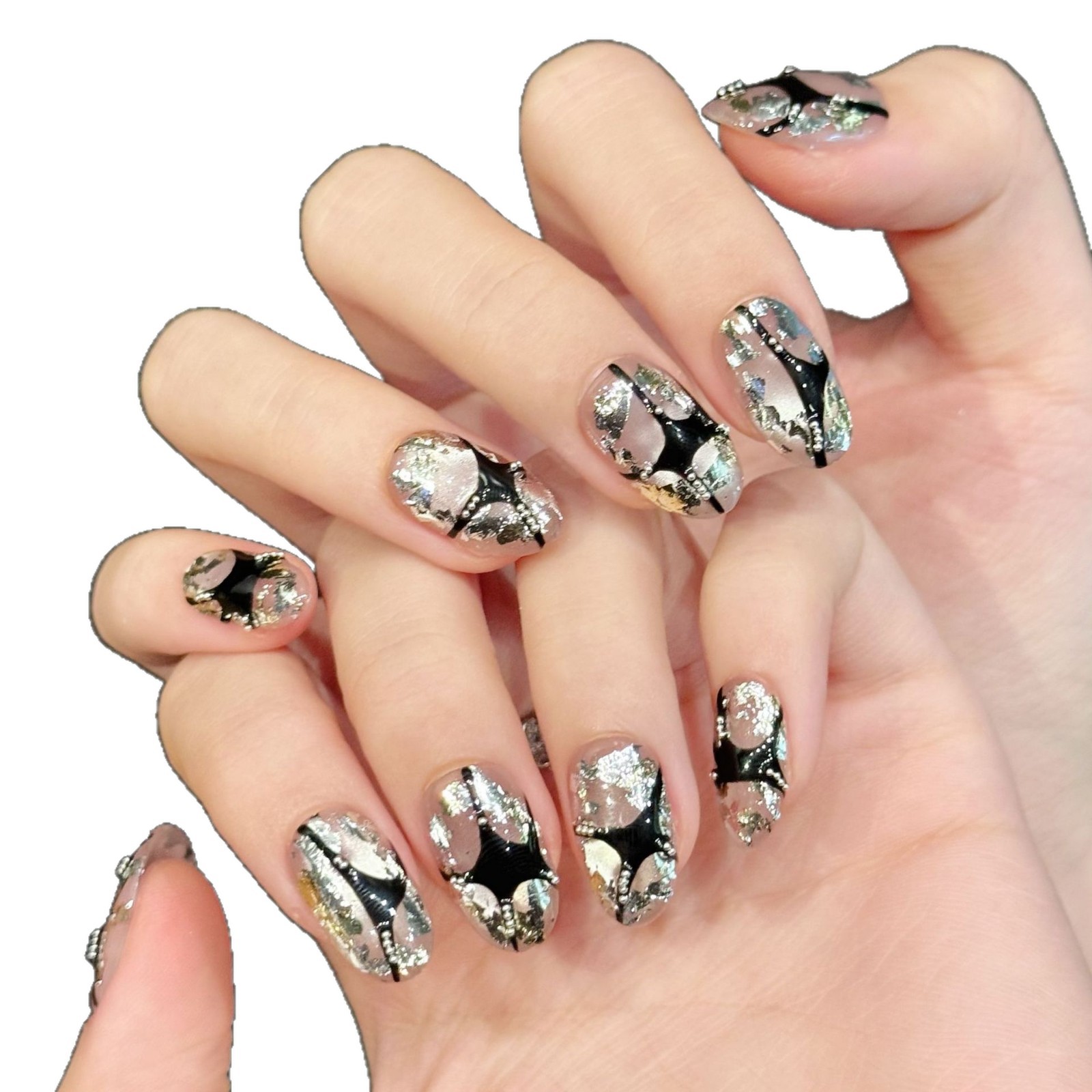 Hand-painted Textured Dazzling Cat-eye Silver Crackle Nails For A Fierce Edgy Look