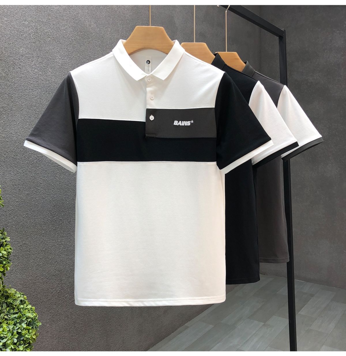 Title 1, Mens Trend Stitching Contrast Color Polo Shirt...