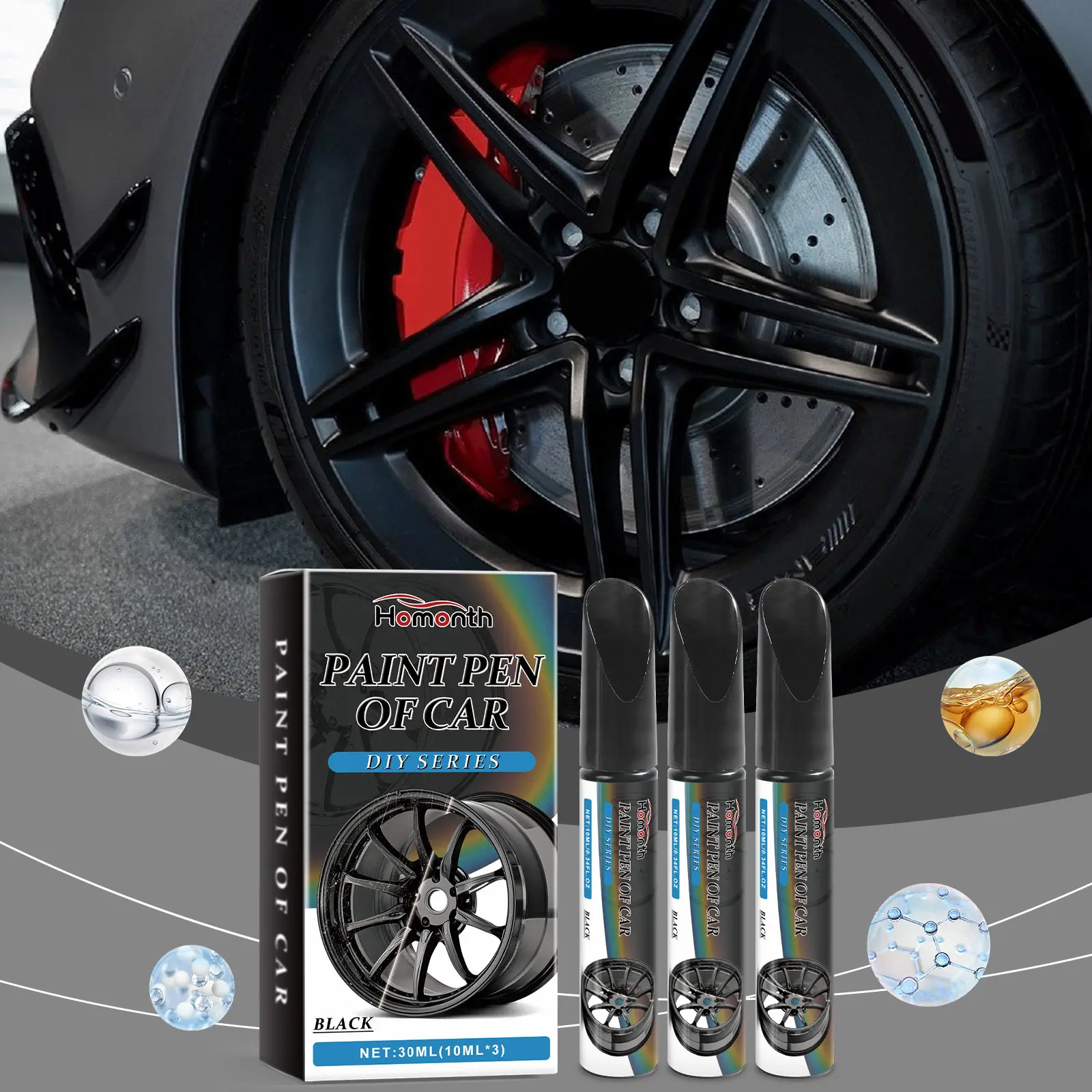 Black Car Wheel Hub Scratches Healing Pen