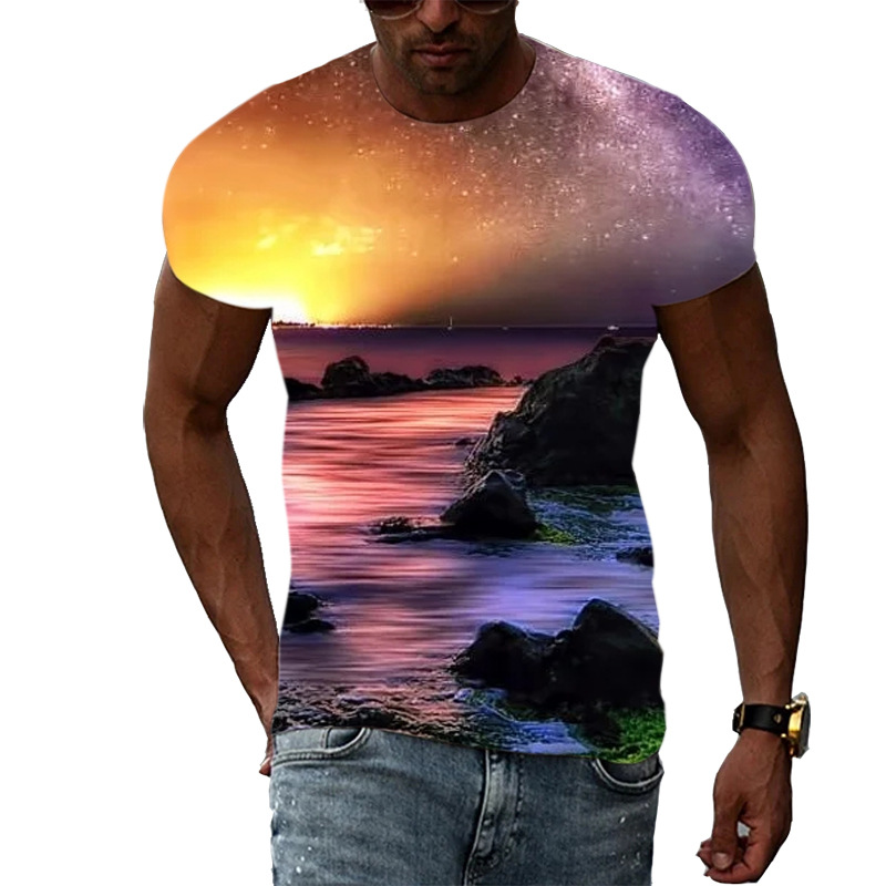 Title 3, T-shirt 3D à motif Aurora pour hommes, imprimé ...