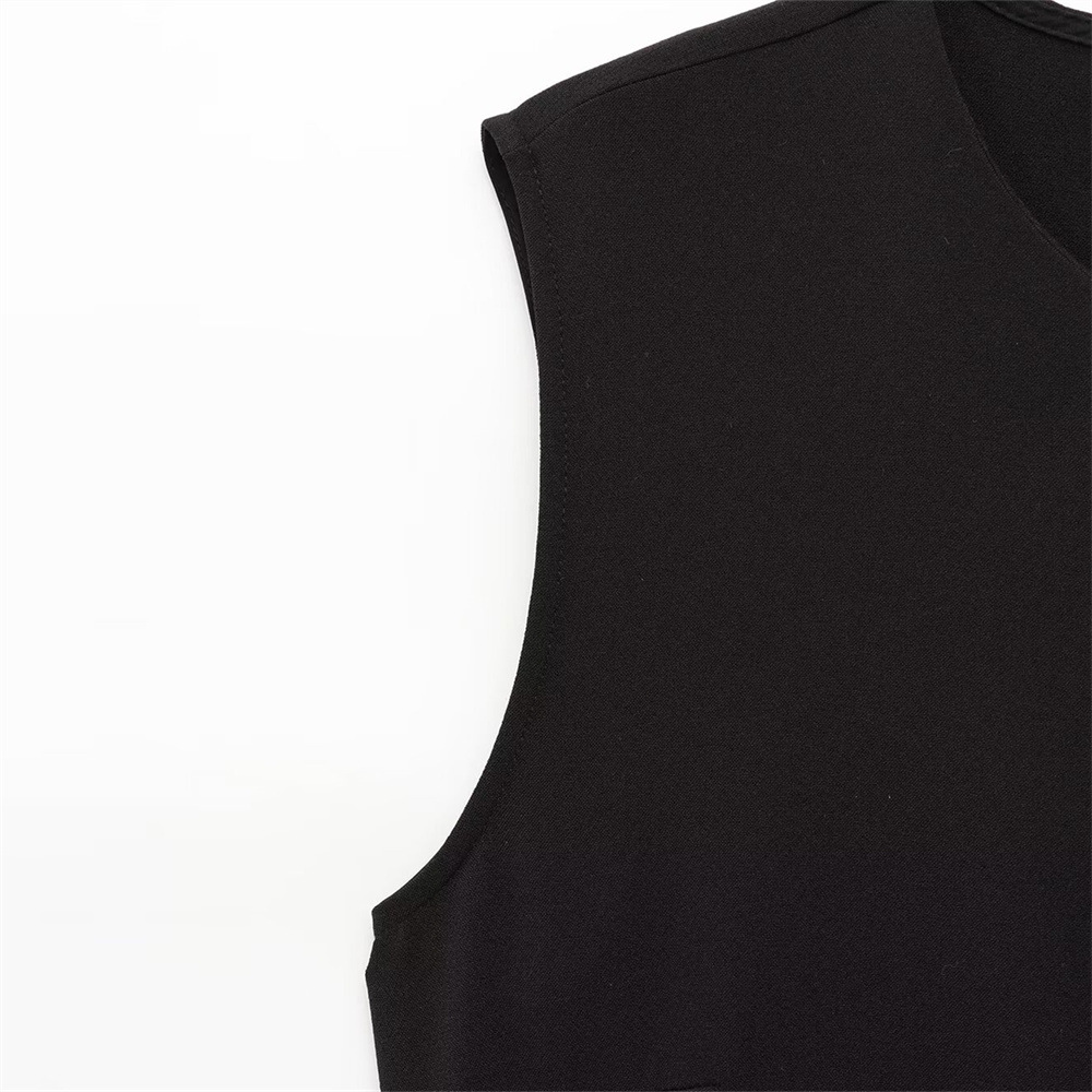 Elegant Sleeveless Round Neck Button Slim Fit Long Dress