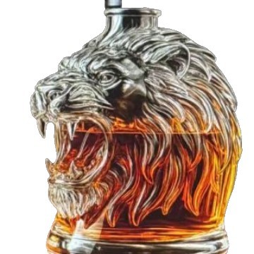 Creative Transparent Glass Lion-Head Liquor Bottle