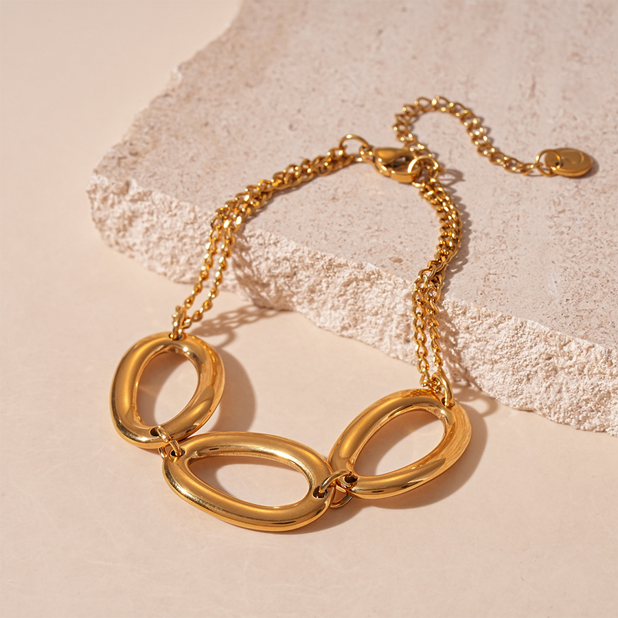 Titanium Steel Metal Geometric Oval Bracelet For Women