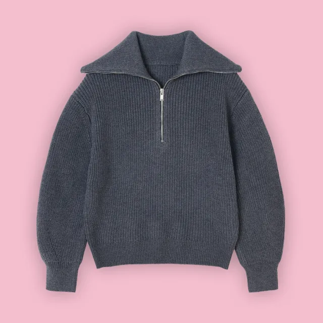 Casual Style Neck Wool Blend Knit Sweater Dark Gray - Shop at LoveMi