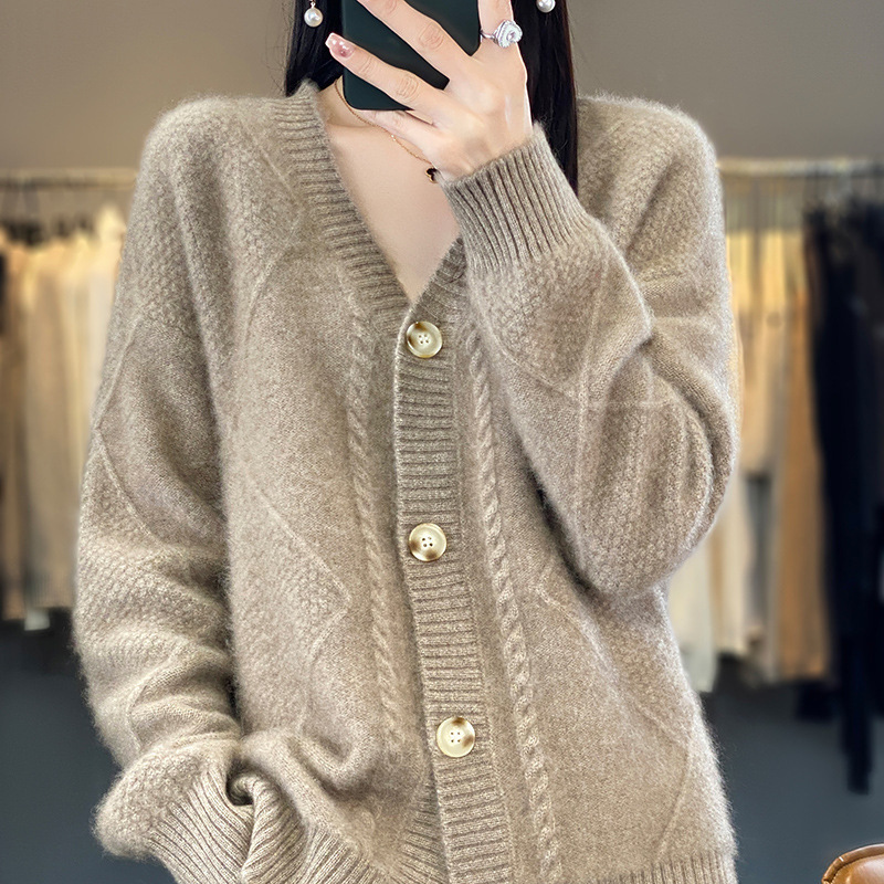 Lazy Knitted Sweater Coat Outer Tops Camel - Shop at LoveMi