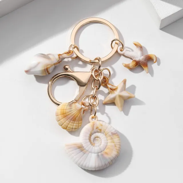 Simulation Shell Conch Starfish Five pointed Star Pendant Keychain Style 1 - Shop at LoveMi