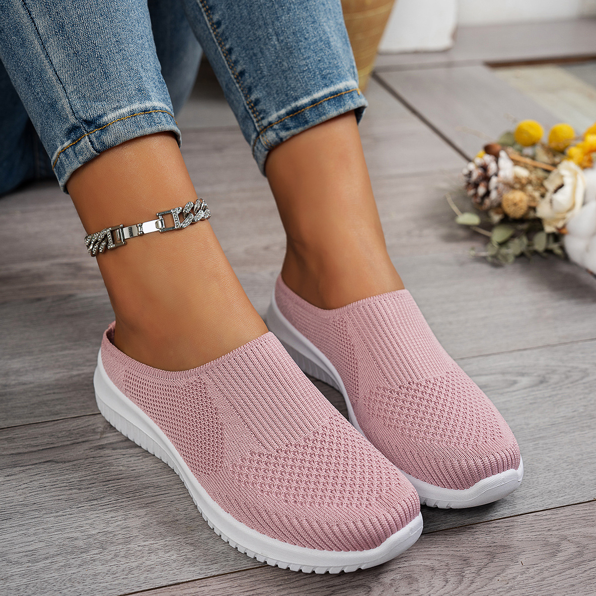 Womens Plus-Size Breathable Fashionable Lightweight All-Match Slip-On Shoes