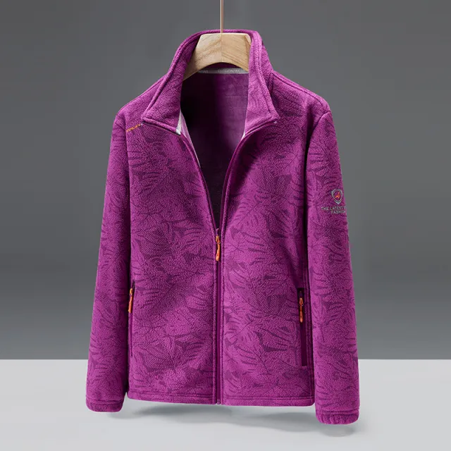 Autumn And Winter New Outdoor Leisure Fleece Sweater Maple Leaf Pattern Dark Purple - Shop at LoveMi