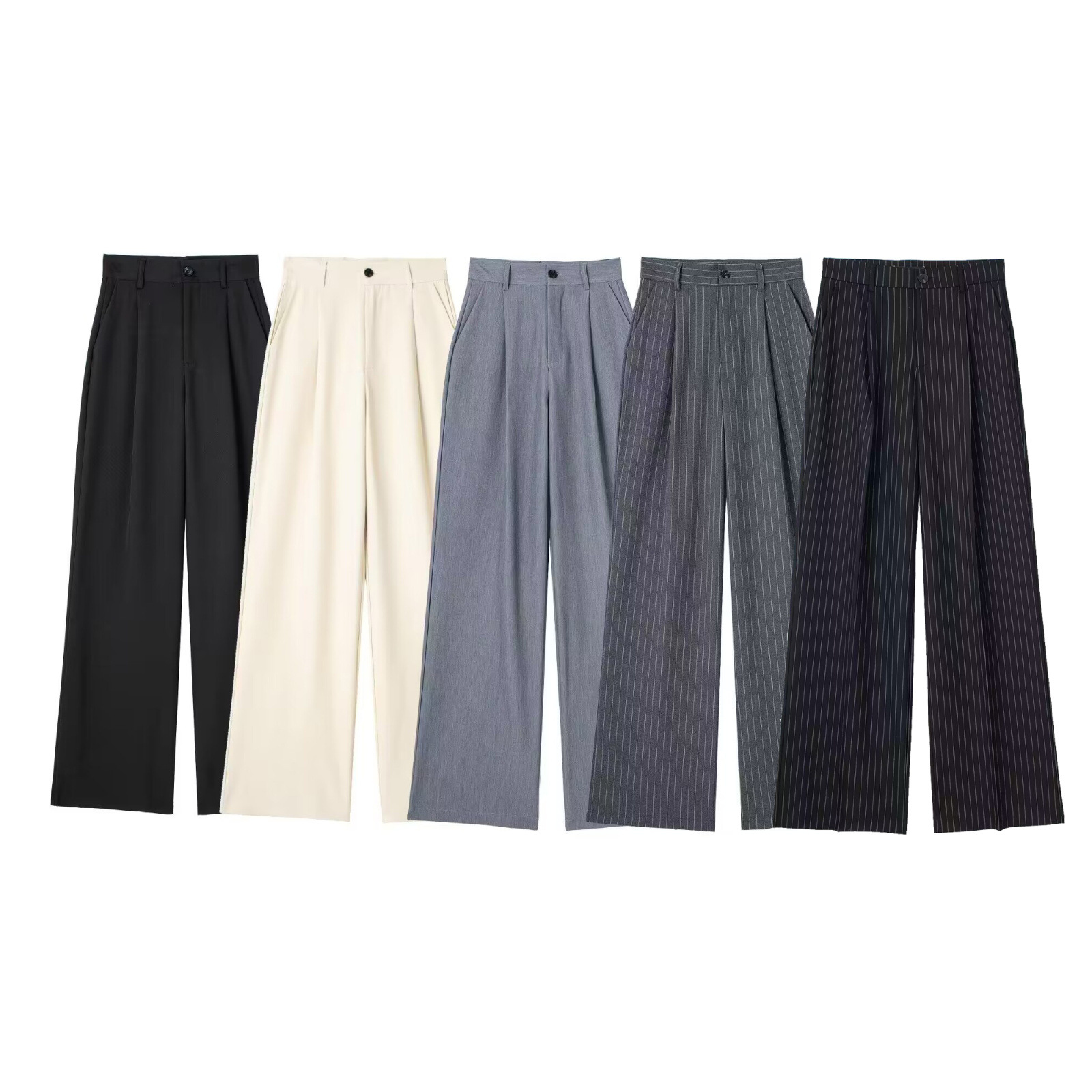 Womens Front-pleated High-waist Pants In Multiple Colors Breathable