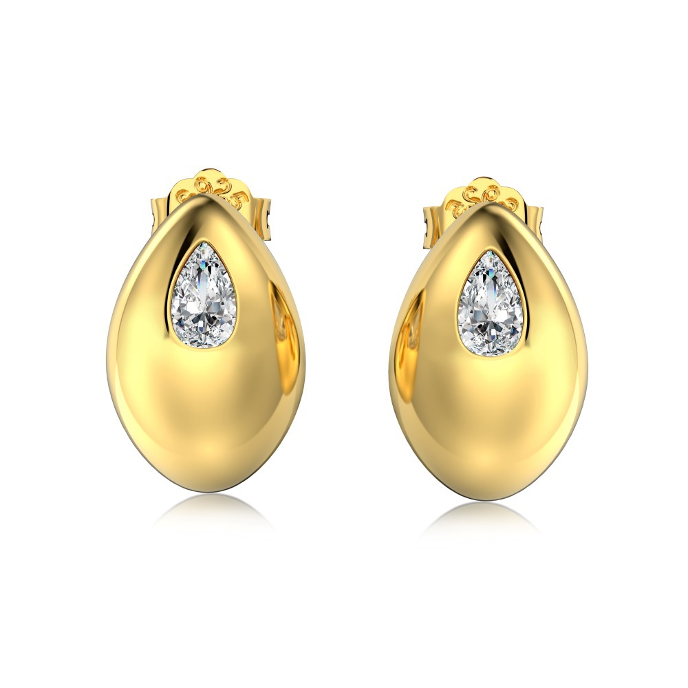 Silver S925 White Drop-shaped Pear-shaped Zircon Bezel Setting Glossy Design Small Beans Simple Fashion Design Ear Studs