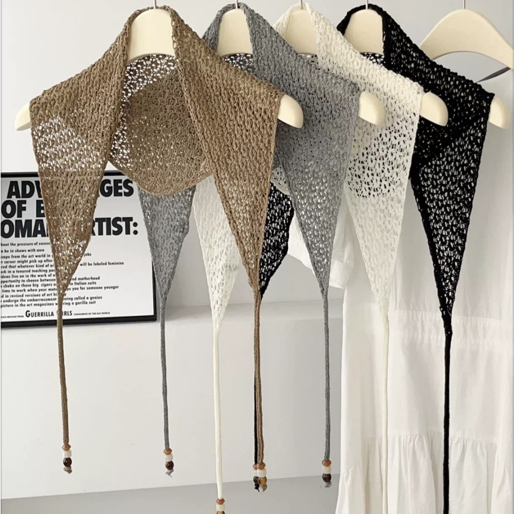 Hollow-out Knitted Triangular Shawl Headscarf