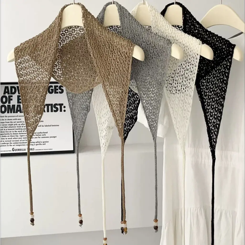 Hollow-out Knitted Triangular Shawl Headscarf