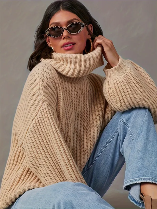 Soft And Elegant Solid Color Knitted Base Shirt Khaki - Shop at LoveMi