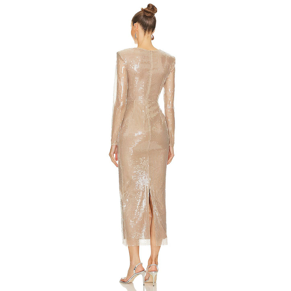 Sequin Long-Sleeve Beaded Dress, picture 4 of 9