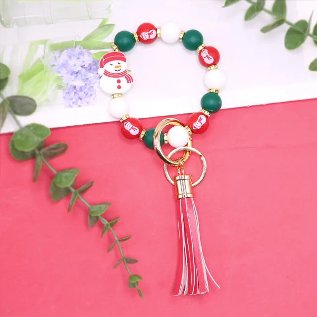Christmas Silicone Beads Key Pendants Bracelet 8V Style - Shop at LoveMi