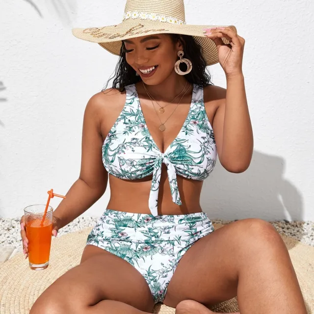 Long Sleeve Split Bikini Two piece Set Plus Size Swimsuit Picture Color Xxl - Shop at LoveMi