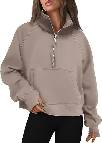 Loose Lapel Fleece lined Sweater Women Camel - Shop at LoveMi