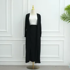 Fashion Solid Colour Cardigan And Skirt Two-piece Set - Black - View 1