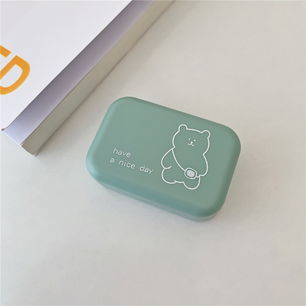 Personalized Backpack Little Bear Cosmetic Contact Lens Dual-Compartment Case 2