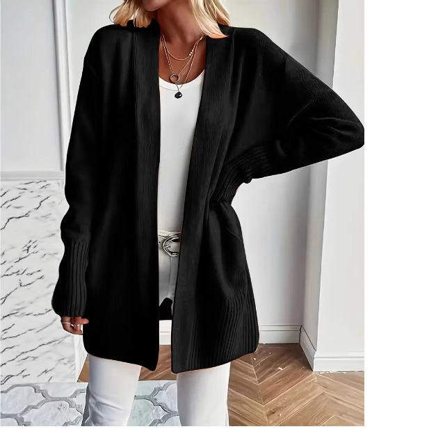 Casual Simple Elegant Shawl Sweater With Pockets