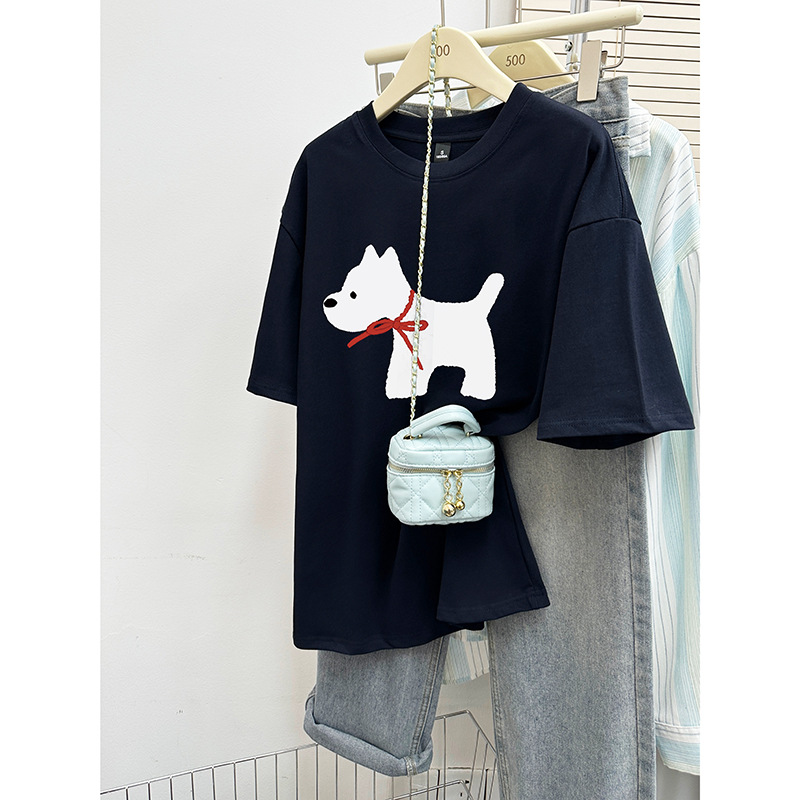 Loose Fashion Printed Half Sleeve Top Blue - Shop at LoveMi